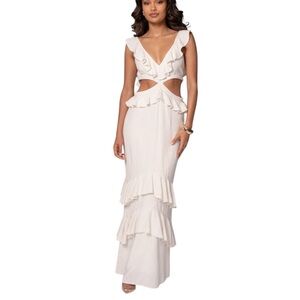 JLUXLABEL Cotton and Linen Natural Sunshine Ruffle Dress